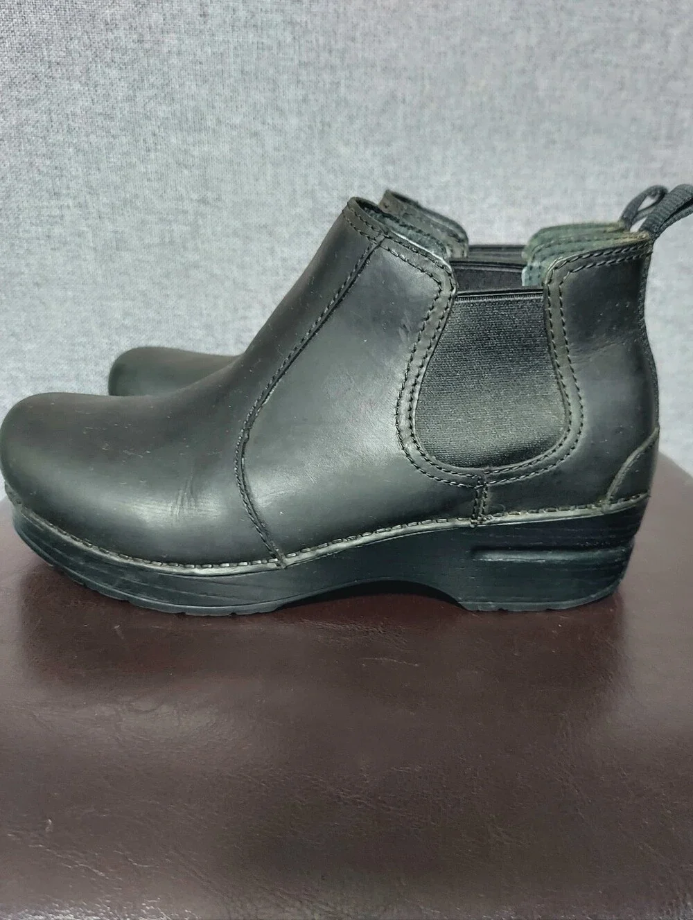Dansko Frankie Rocker Botton Black Leather Chelsea Ankle Boots Women 38 (US 7.5)